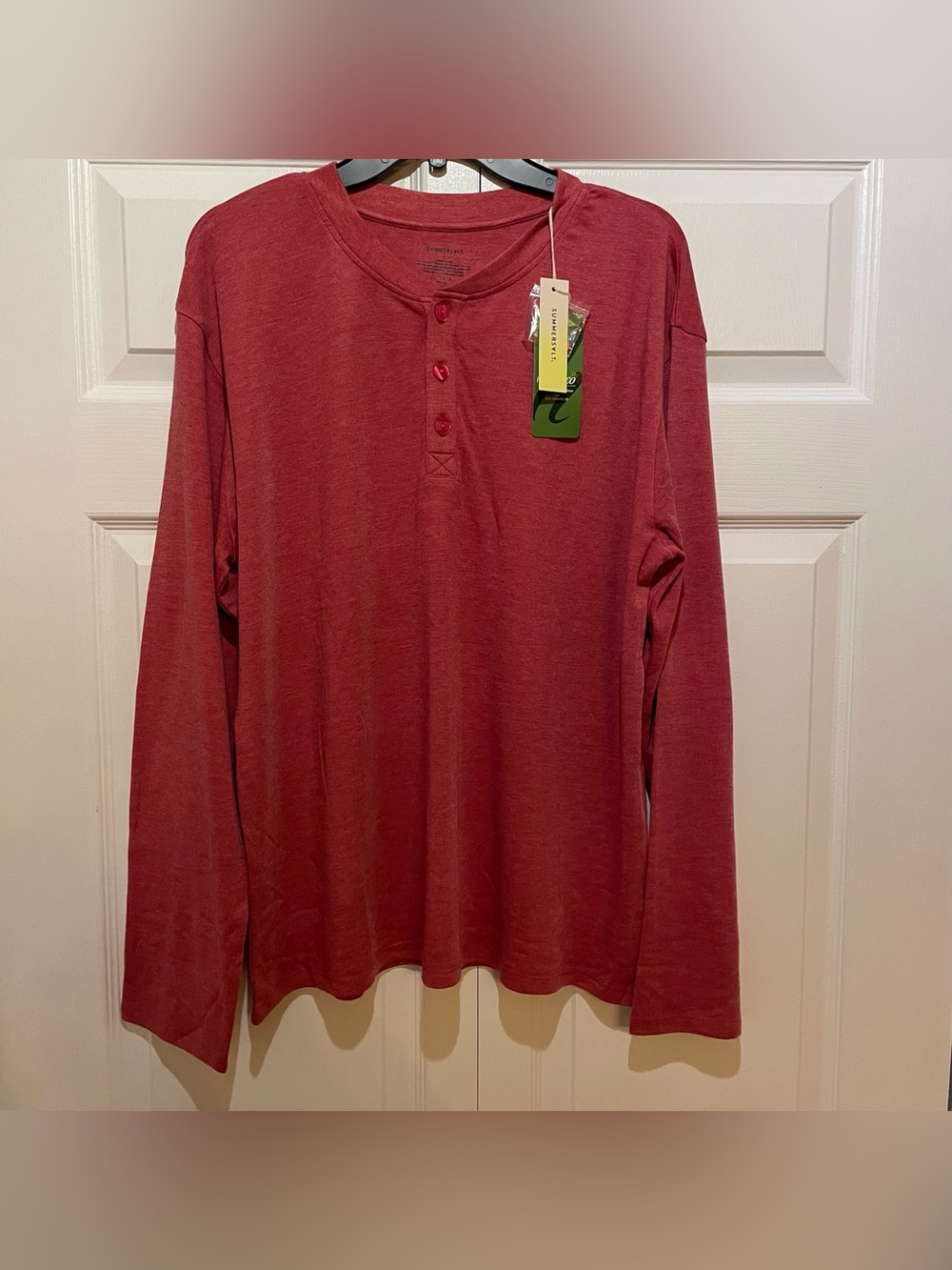 summersalt Men's Long-Sleeve Henley Shirt - Deep Red